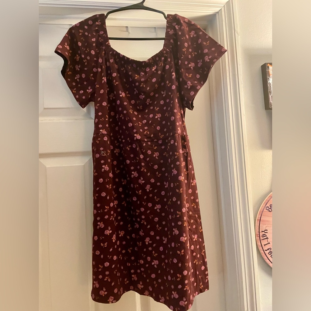 Floral Brown and Pink Dress
